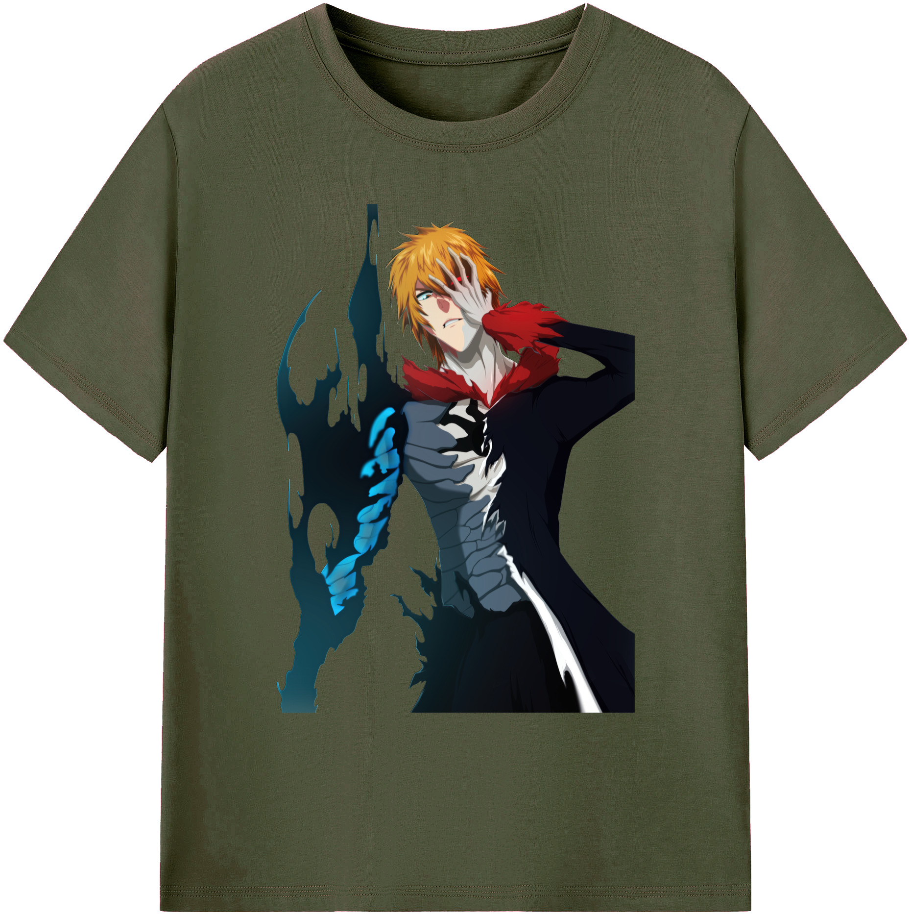 （画像用） ブリーチ 黒崎一護（くろさき いちご）BLEACH Kurosaki Ichigo 綿100％ メンズ半袖Tシャツ｜肌触りやわらか＆通気性